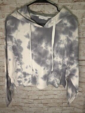 Elodie Crop Top Sweatshirt Hoodie Size Large Tye Dye Print Long Sleeve NWT